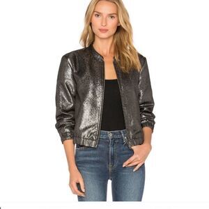 PAIGE ROSIE Grey metallic FLO bomber jacket size S , NWT